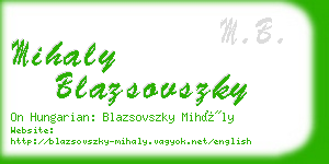 mihaly blazsovszky business card